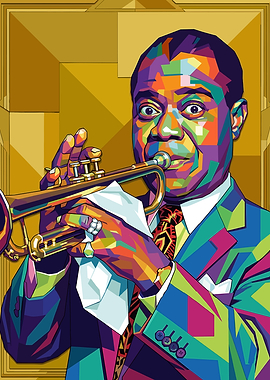 Louis Armstrong Playing Trumpet Pop Art