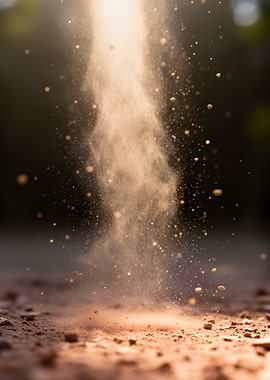 Dust cloud rising from the ground