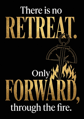 Mental Toughness No Retreat Only Forward Gold Foil Art