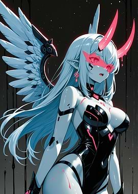 Cyberpunk Angelic Demon Girl