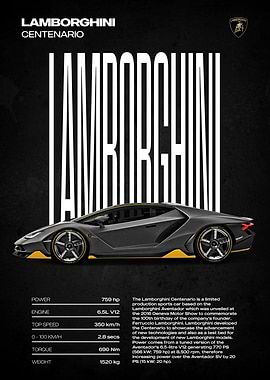 Lamborghini Centenario Poster