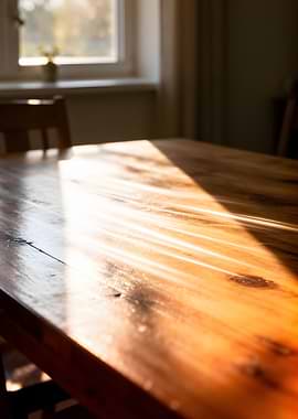 Sunlight on a wooden table