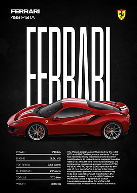 Ferrari 488 Pista Poster