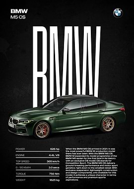 BMW M5 CS Car Poster