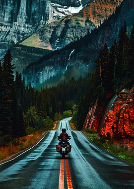 Motorcyclist on a Mountain Road