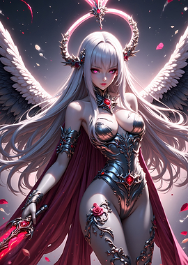 Angelic Warrior with Pink Halo and Sword