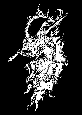 Knight with flaming sword