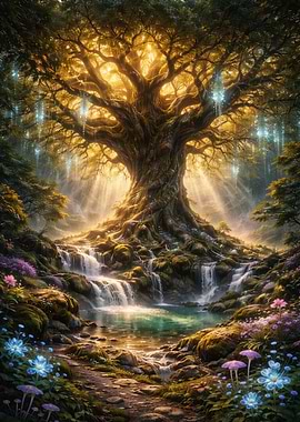 Forest Tree Waterfall