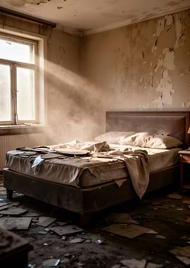 Abandoned Bedroom with Sunbeams