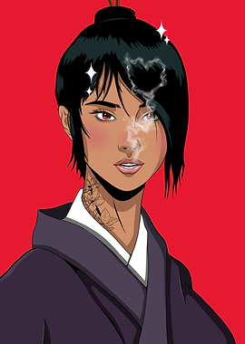 Anime Girl with Heart Smoke