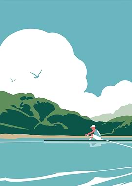 Rowing on a Serene Lake