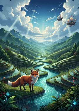 Fox in a Lush Valley