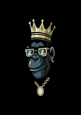 King Ape with Bitcoin Crown and Chain