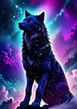 Cosmic Wolf in Nebula