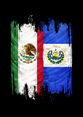 Mexico and El Salvador Flags