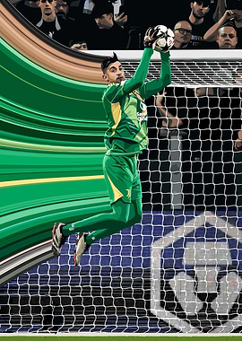 Goalkeeper catching a soccer ball