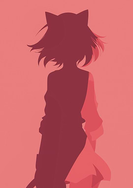 Anime Girl Silhouette with Cat Ears