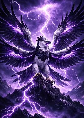 Majestic Griffin Amidst Lightning Storm