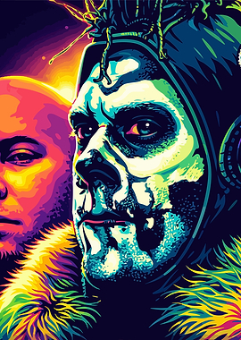 Portrait of Two Men with Face Paint