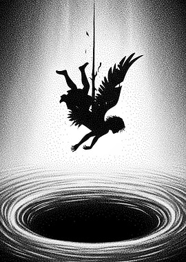 Fallen Angel Falling into Black Hole