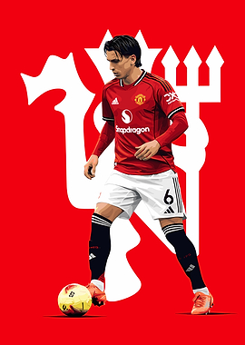 Football Player with Manchester United Logo