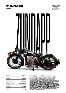 Zundapp K500 Motorcycle Poster