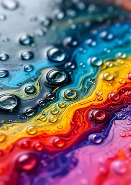 Rainbow Water Droplets Abstract