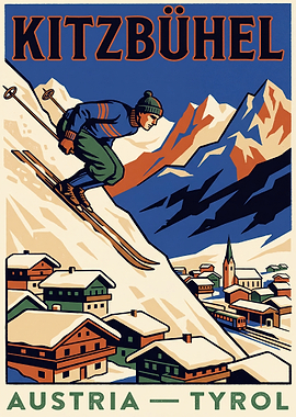 Kitzbühel Austria Ski Travel Poster