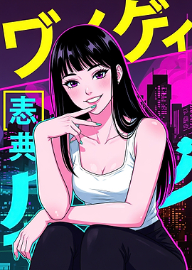Anime Girl in Neon City