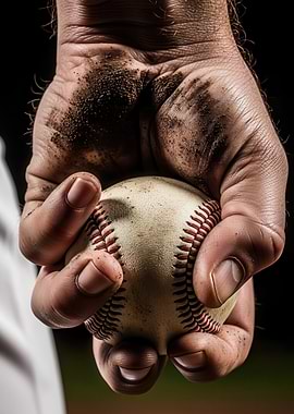 Dirty Hand Holding Baseball