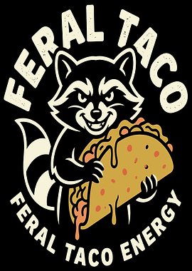 Feral Taco Raccoon Holding Taco