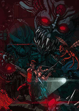 Alien Invasion Retro Video Game Art