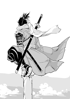 Samurai warrior in dynamic pose