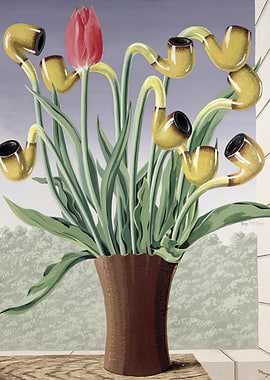 Surreal Tulip and Pipe Bouquet by renne magritte