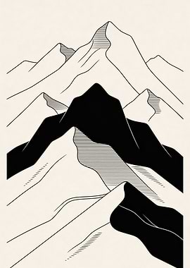 Minimalist Mountain Landscape Illustration