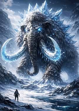 Giant Ice Mammoth and Explorer