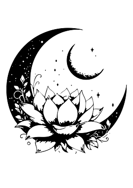 Lotus Flower and Crescent Moon