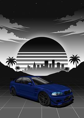 Blue BMW M3 E46