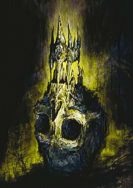 Skull Castle with Yellow Glow