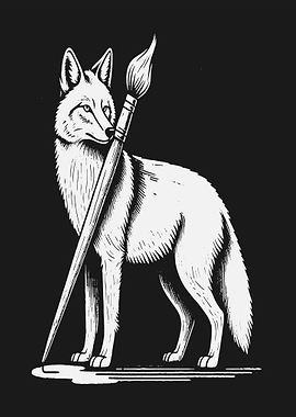 Fox Holding a Paintbrush