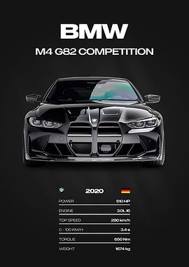 BMW M4 G82 Competition Car Poster