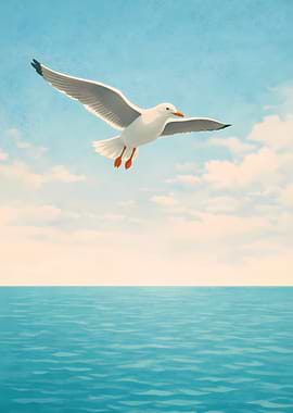 Seagull flying over the Sea