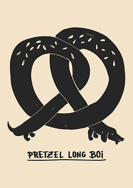 Pretzel Long Boi Poster, Funny Dachshund Pretzel Art, Cute Dog Food Wall Print