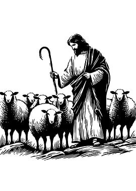 Jesus the Good Shepherd with Sheep