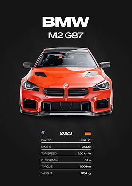 BMW M2 G87 Car Poster