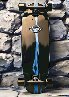 Vans Skateboard with Blue Stripes