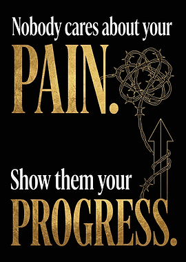 Mental Toughness Pain Progress Quote Gold Foil Minimalist Art