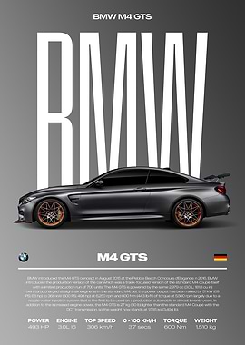 BMW M4 GTS Car Poster