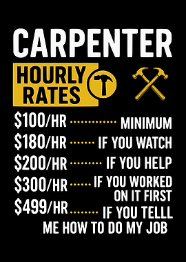 Carpenter Hourly Rates Funny Sign
