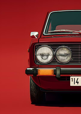 Red Vintage Car Front View